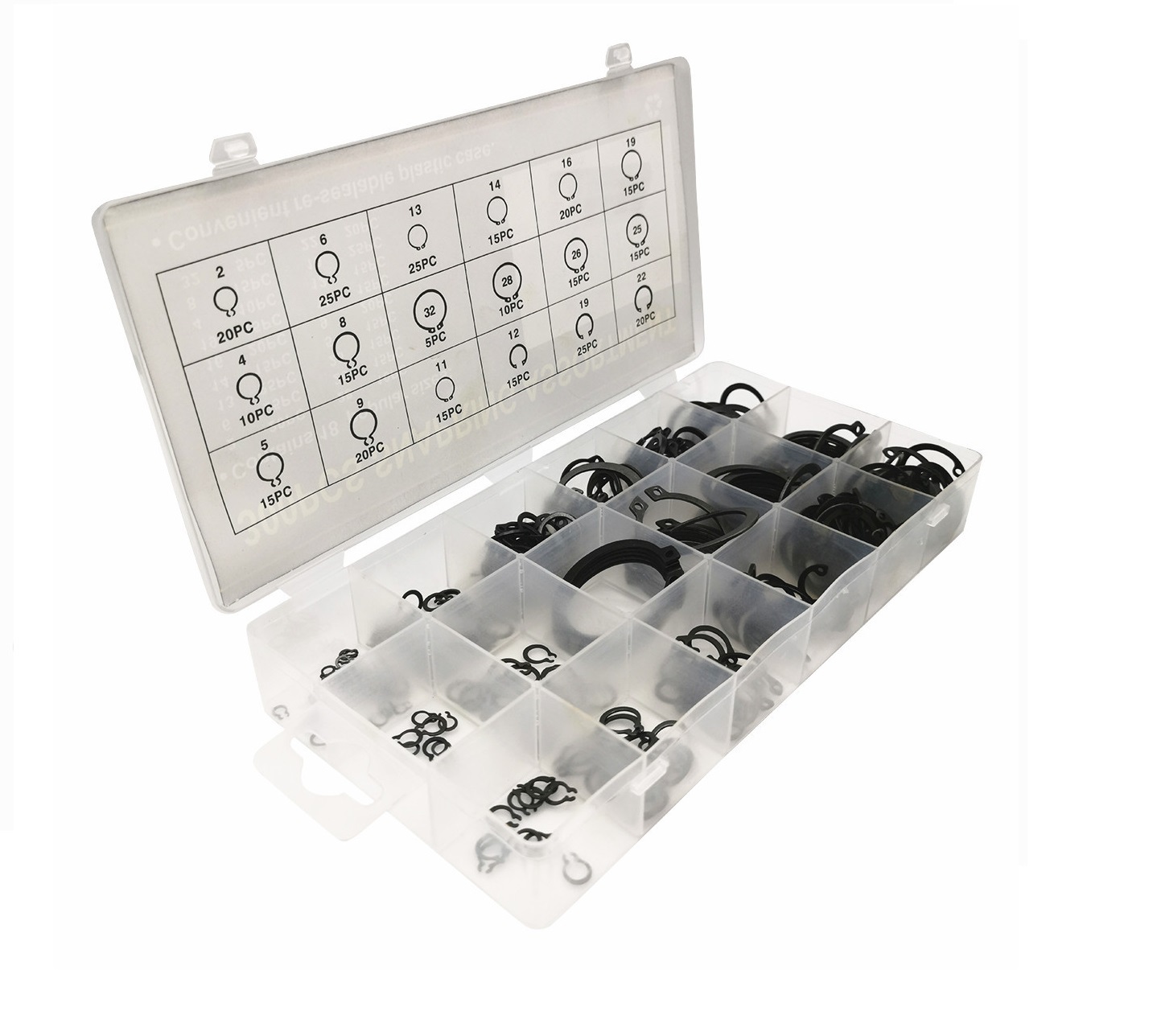 300pc 3-32mm Metric Sizes Internal & External Circlip Snap Retaining Ring Assortment