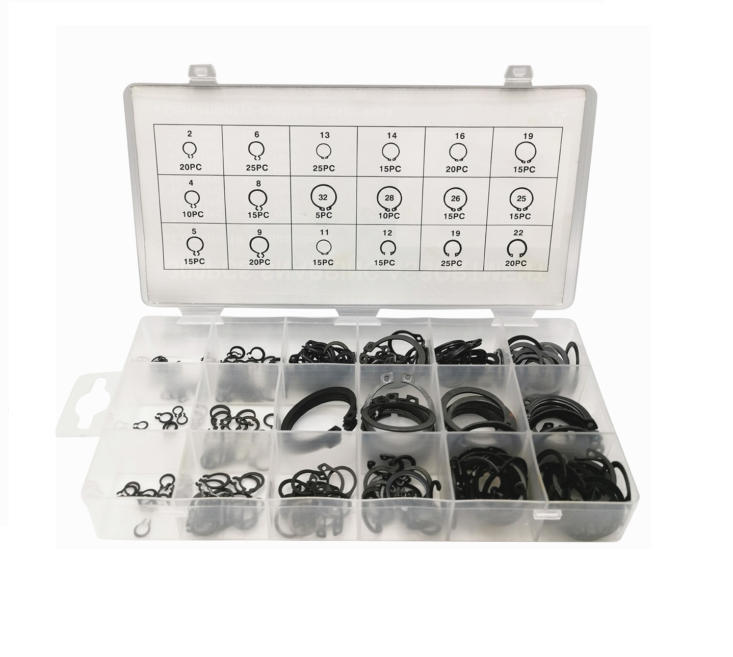 300pc 3-32mm Metric Sizes Internal & External Circlip Snap Retaining Ring Assortment