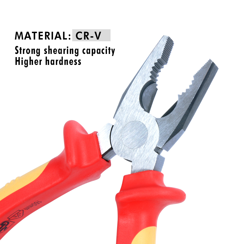 Expert 1000V AC Insulated Electrician VDE Pliers 3pc Set: Combination, Diagnoal, Long Nose
