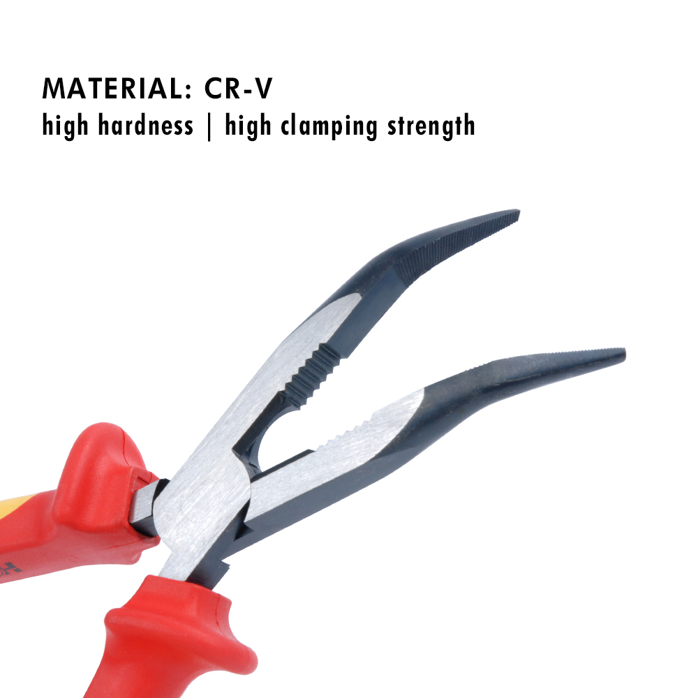 Expert 1000V AC Insulated Electrician VDE Bent Nose Pliers Option: 6"/8"