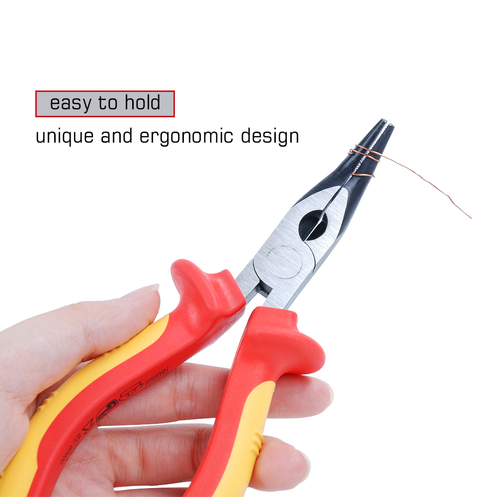 Expert 1000V AC Insulated Electrician VDE Bent Nose Pliers Option: 6"/8"