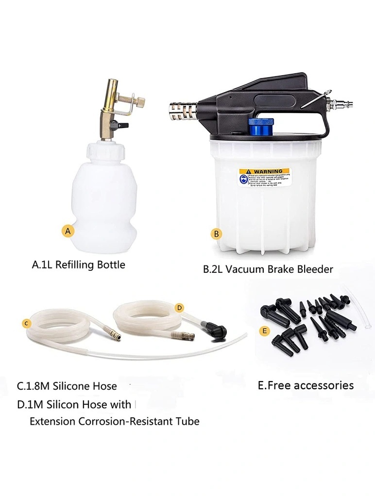 Pneumatic Car Truck Brake Bleeding 2L Vacuum Brake Bleeder with 1L Filler Bottle