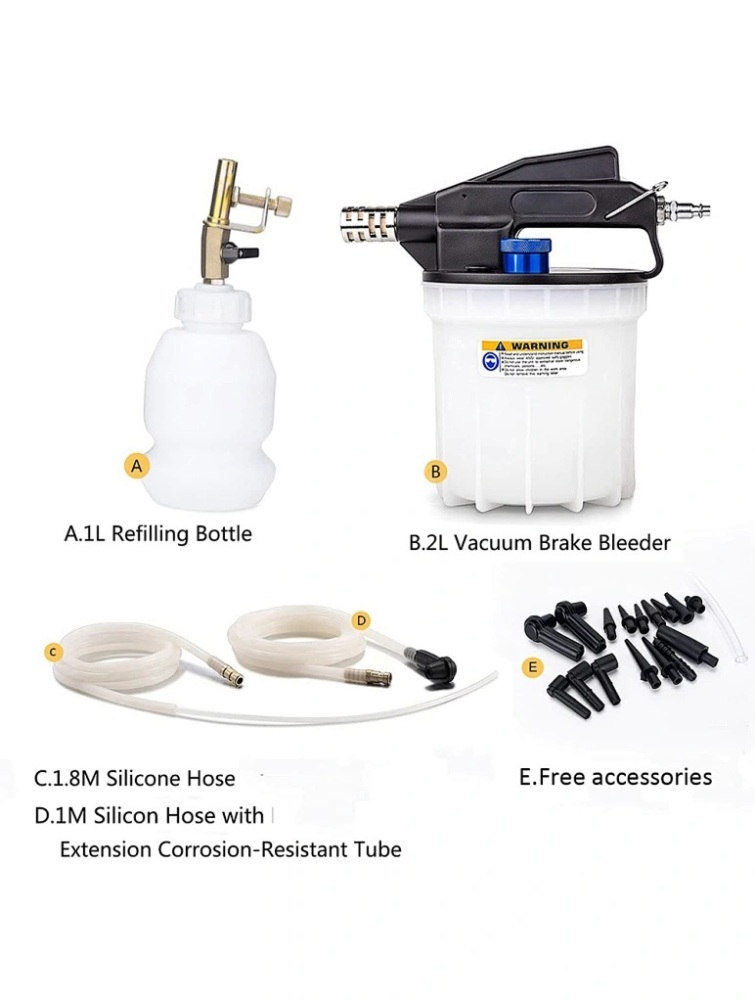 Pneumatic Car Truck Brake Bleeding 2L Vacuum Brake Bleeder with 1L Filler Bottle