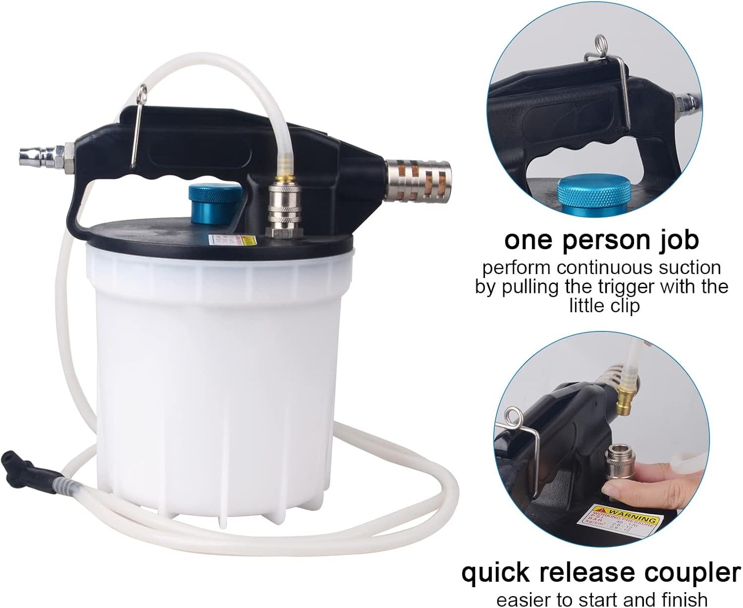 Pneumatic Car Truck Brake Bleeding 2L Vacuum Brake Bleeder with 1L Filler Bottle
