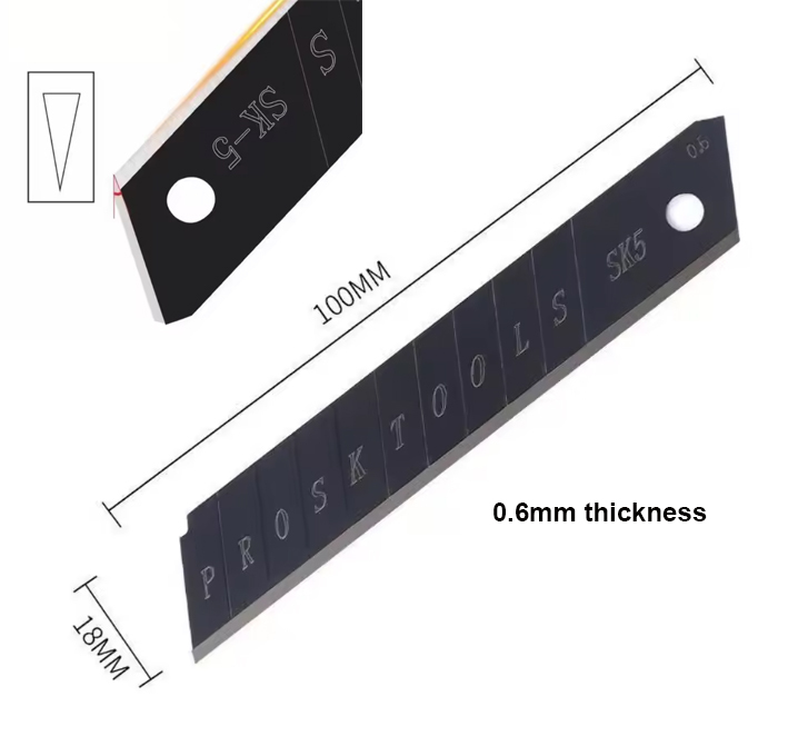 10pc-box 18mm SK5 Steel Snap-off Retractable Replacement Utility Knife Blade Trim Cut