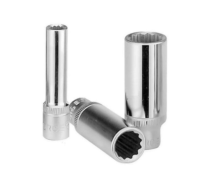Force 1/4" Dr. 6pt/12pt 50mmL Flank Deep Socket Metric & Imperial Size Options