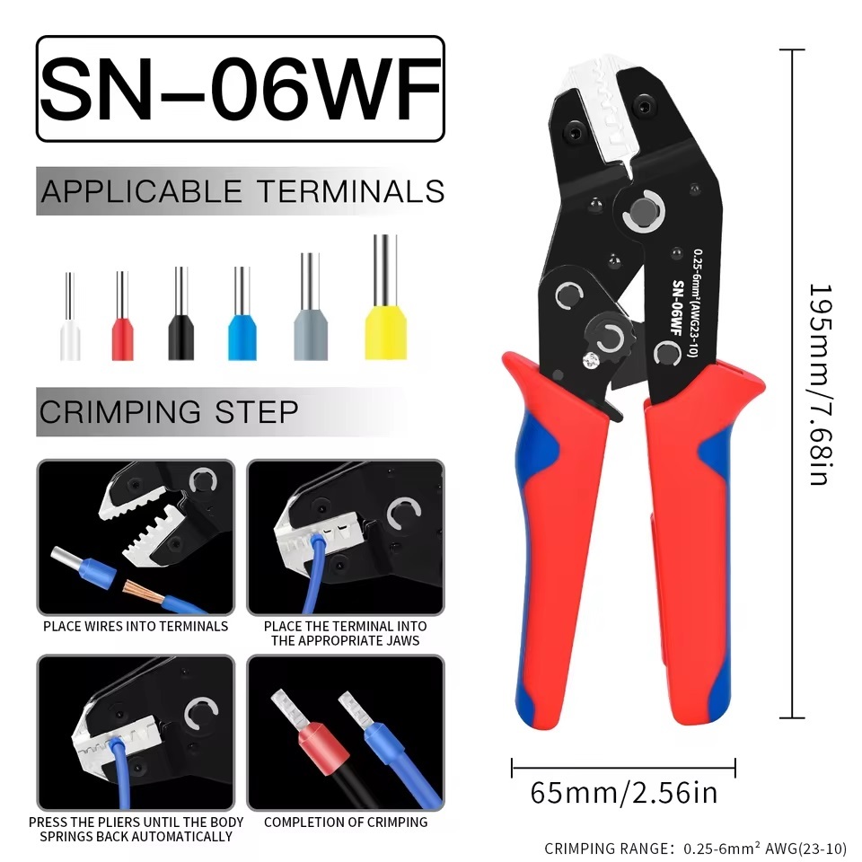 SN-06WF Ratchet Crimping Plier Crimper Tool 0.25-6mm² AWG24-10