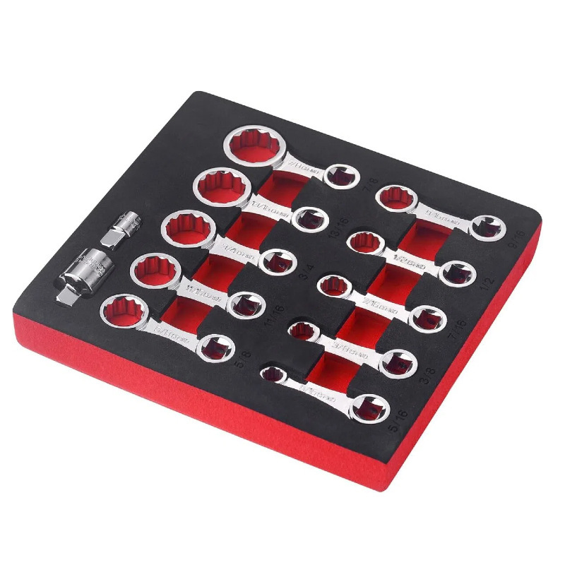 12pc 3/8" Dr. 5/16"-7/8" SAE 12pt Ring End Wrench Torque Adapter Extension Set 