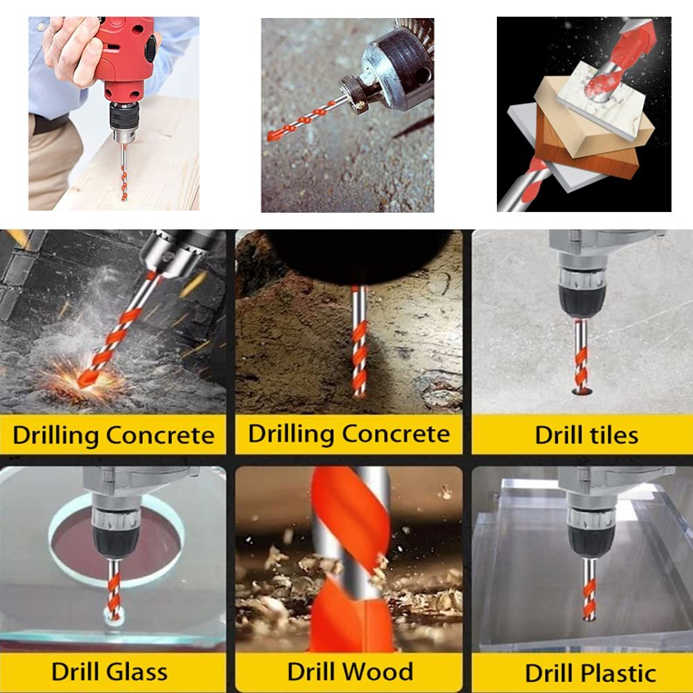 Tungsten Carbide Tip Multi-Purpose Drill Bits 3-12mm 7pc Set – Glass, Tile, Ceramic, Concrete, Wood & Plastic