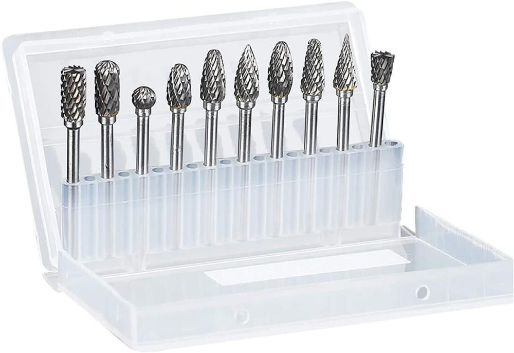 10pc 3x6mm Double Cut Carbide Rotary Burr Drill Bits File & Rasp Tungsten Steel Dia Grinder