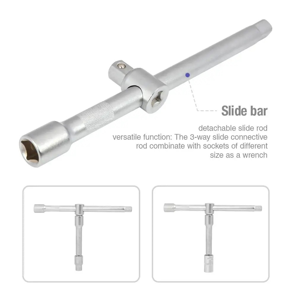 Sliding T-Handle Breaker Bar Wrench – Multi-Function Slide Bar Socket Tool