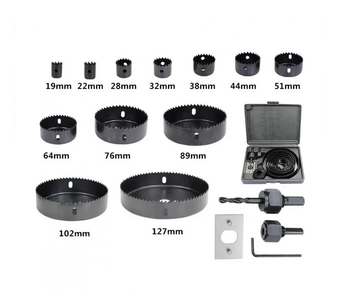 19-127mm 16pc Hole Saw Set Holesaw Cutting Drywall/Plaster/Wood/PVC/ABS