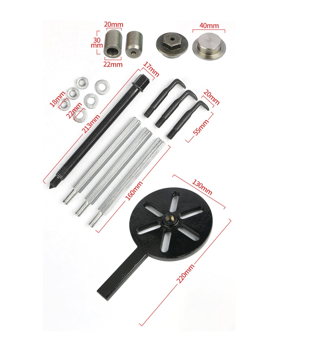 34pc Bearing Separator Puller Set 3 Jaw Internal Bearing Gear Puller Removal Tool Kit