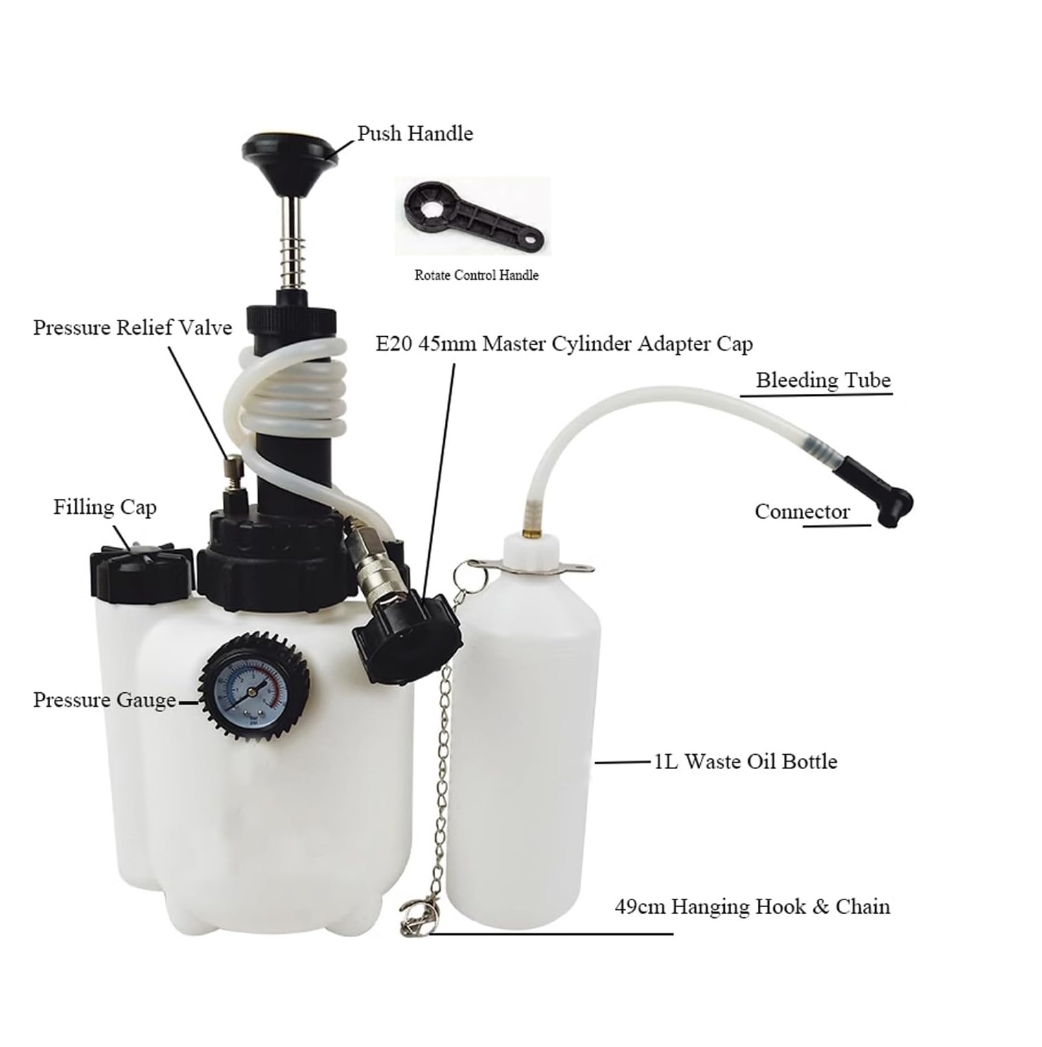 3L Pneumatic Bleeding Fluid Kit Brake Clutch Bleeder with 1L Brake Fluid Extractor