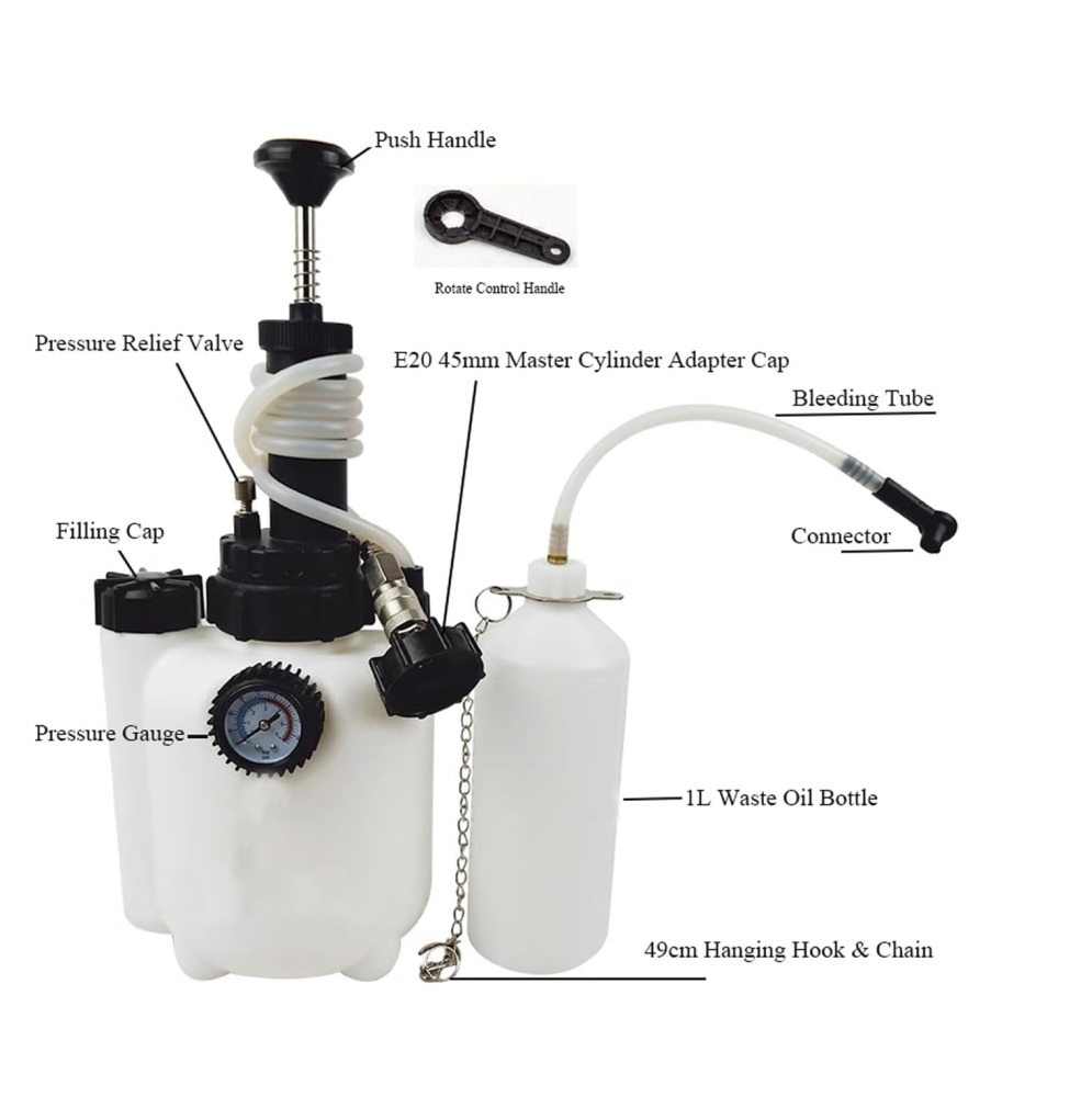 3L Pneumatic Bleeding Fluid Kit Brake Clutch Bleeder with 1L Brake Fluid Extractor
