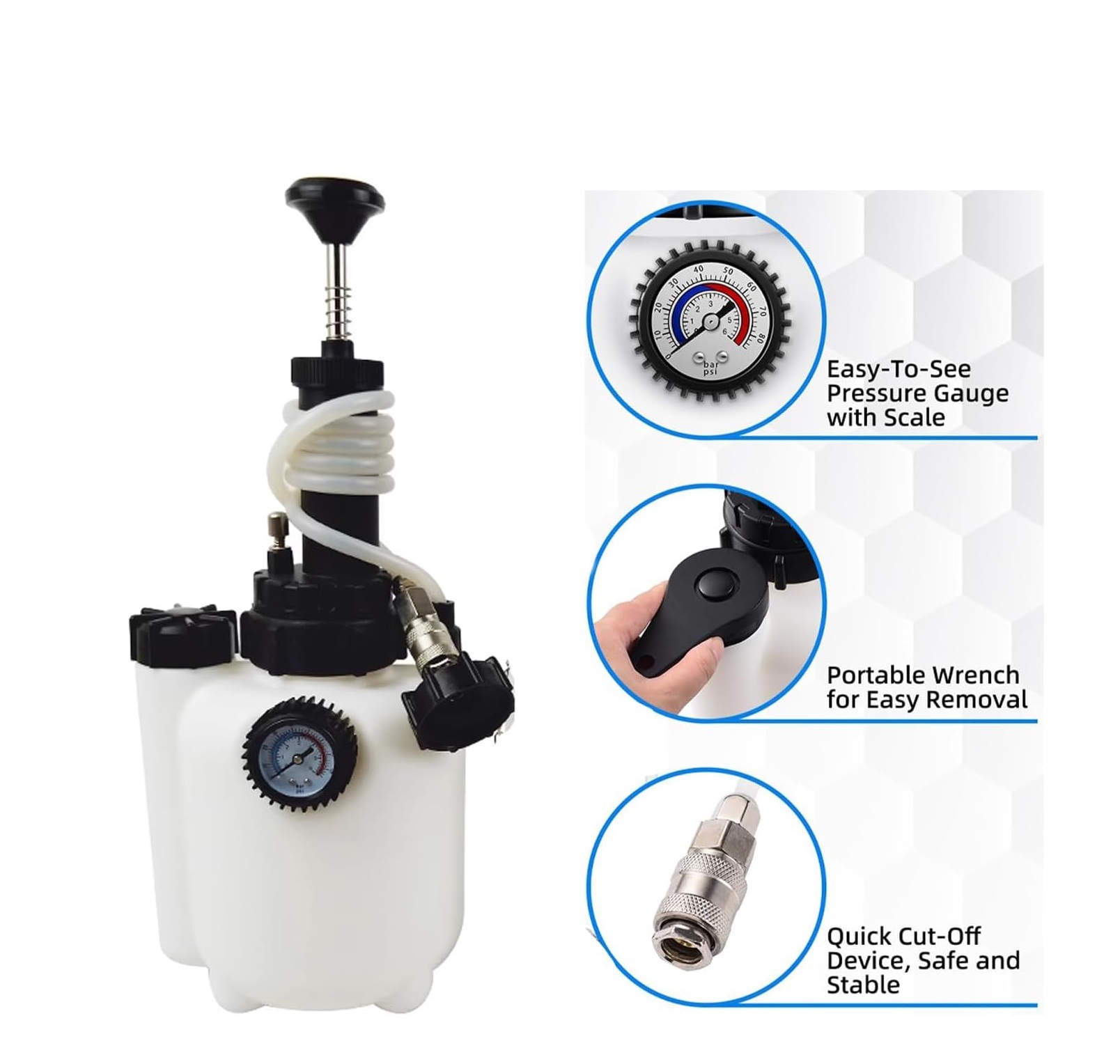 3L Pneumatic Bleeding Fluid Kit Brake Clutch Bleeder with 1L Brake Fluid Extractor