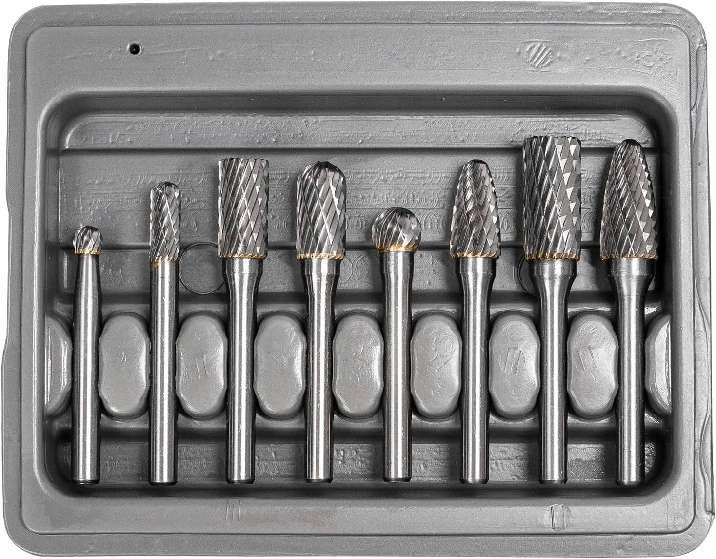 8pc 1/4" Shank Double Cut Carbide Rotary Burr Drill Bits File & Rasp Tungsten Steel Dia Grinder