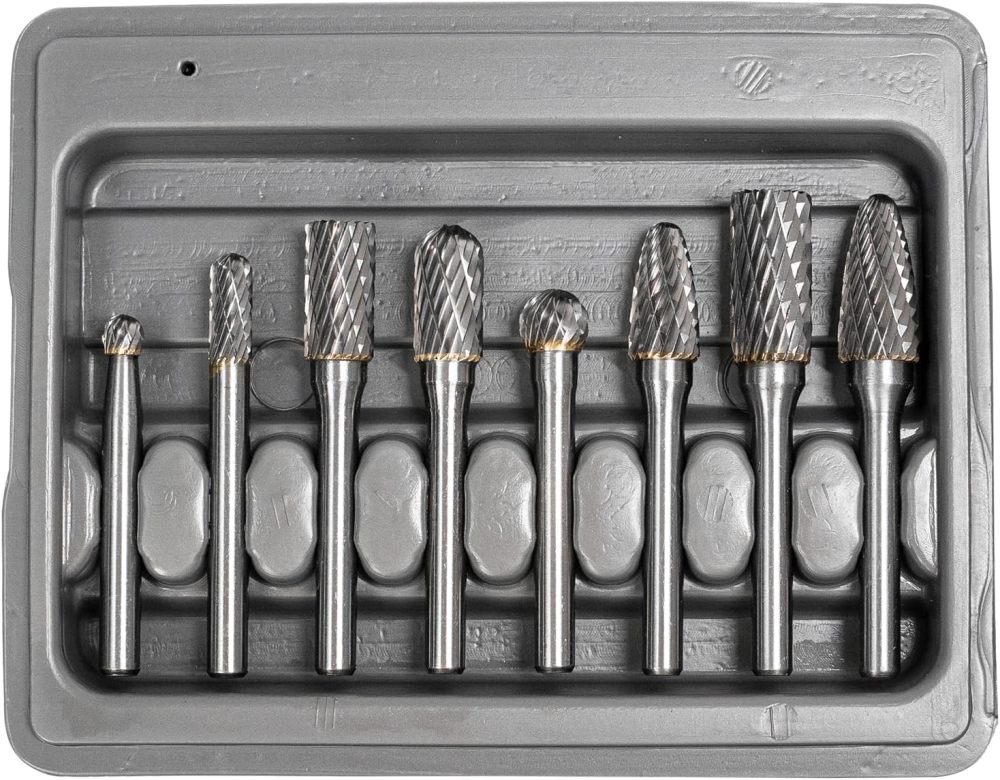 8pc 1/4" Shank Double Cut Carbide Rotary Burr Drill Bits File & Rasp Tungsten Steel Dia Grinder