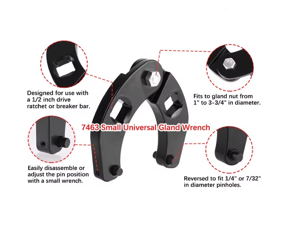 Hydraulic Cylinder Wrench Set – Adjustable Gland Nut Hook Wrench 1266 +7463