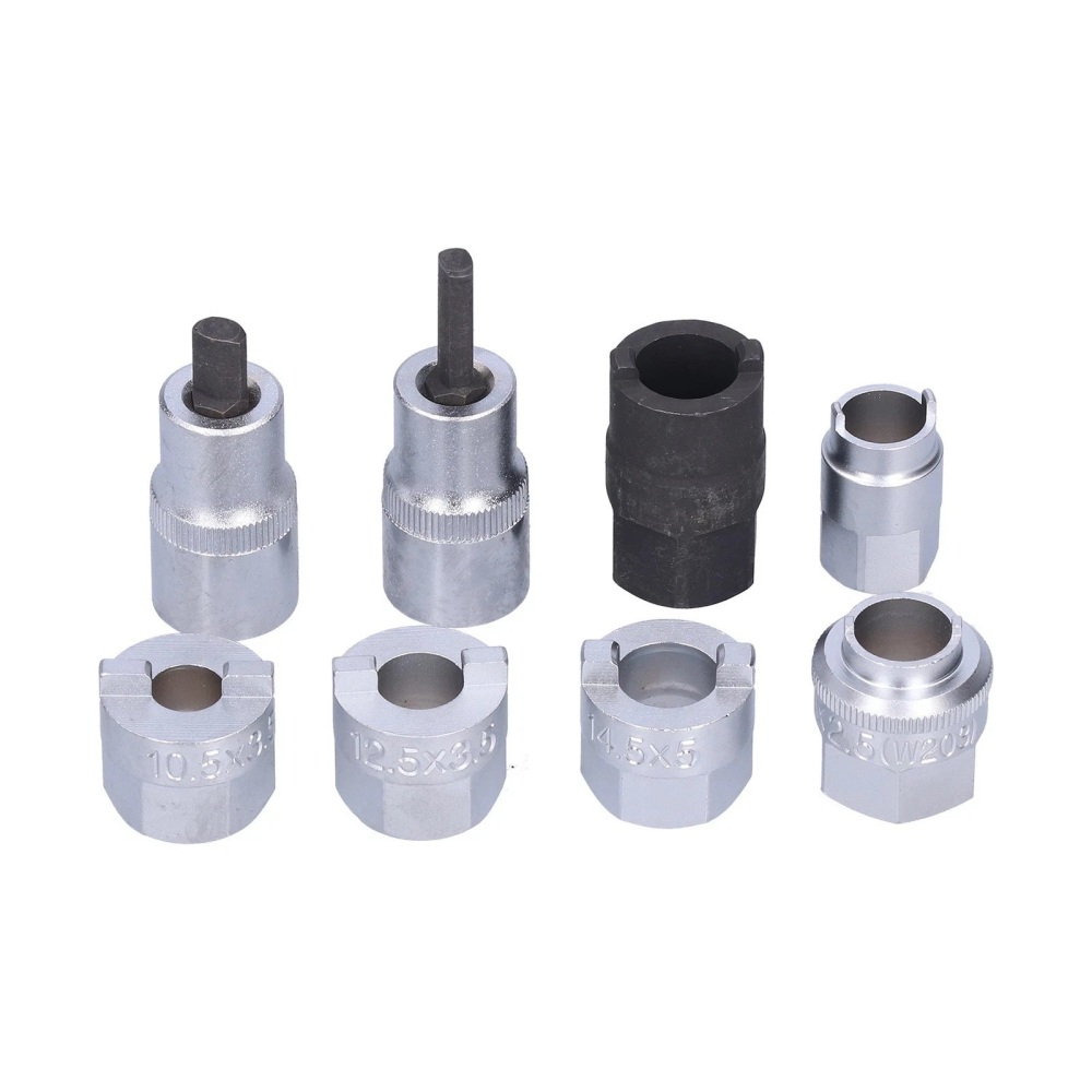 8pc Strut Nut Tool Set 10.5, 12.5, 14.5mm Damper Shaft Holding Audi VW Mercedes