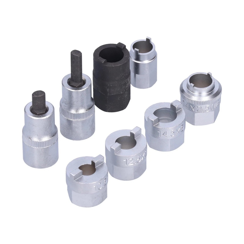 8pc Strut Nut Tool Set 10.5, 12.5, 14.5mm Damper Shaft Holding Audi VW Mercedes