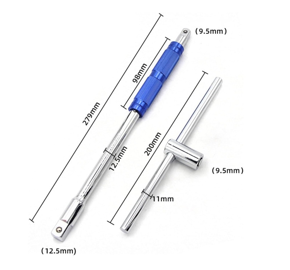 Energy Saving 2-in-1 3/8"+1/2" Dr T Type Socket Drive Handle Spinner Bar