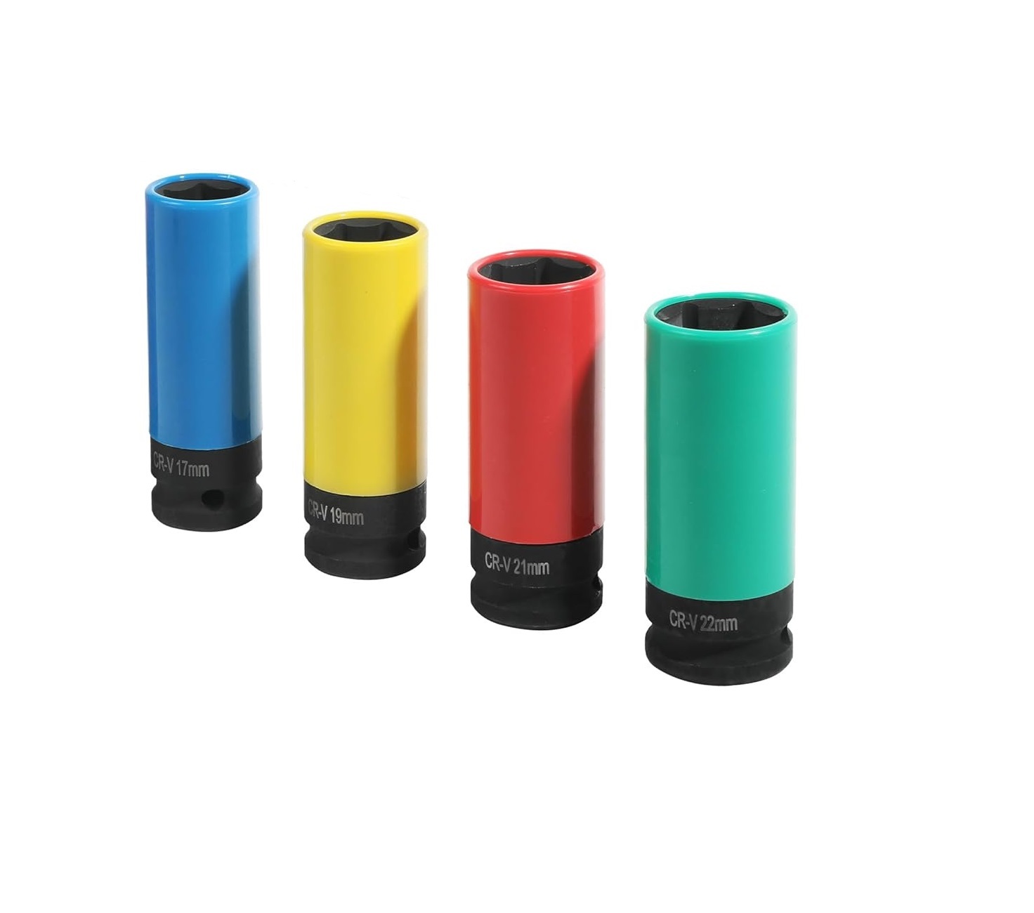 4pc 1/2" Dr. Deep Impact Lug Nut Socket 17 19 21 22mm Non-Marring Thin Wall