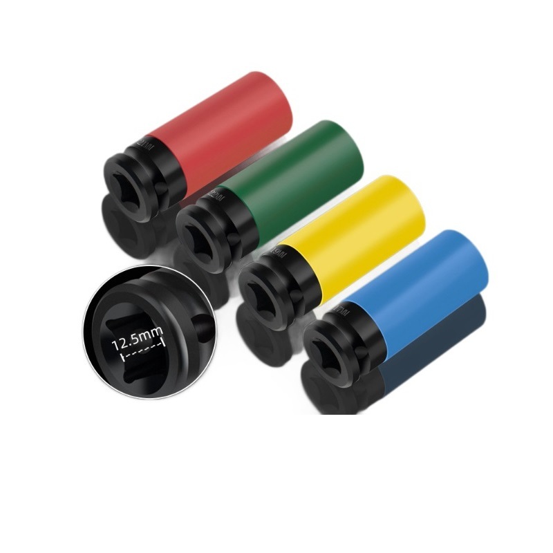 4pc 1/2" Dr. Deep Impact Lug Nut Socket 17 19 21 22mm Non-Marring Thin Wall