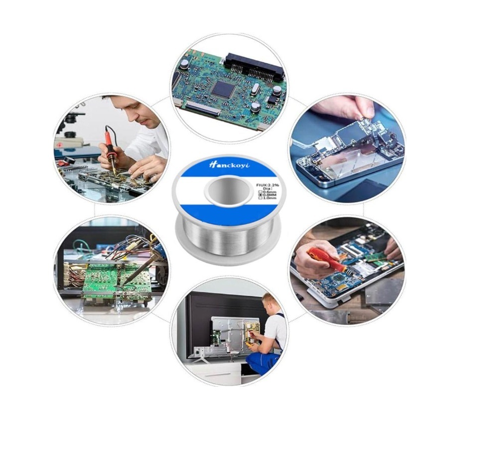 0.8mm Tin-Lead Soldering Solder Wire Rosin Core Flux 2.2% 50g Roll for Electronics Repair