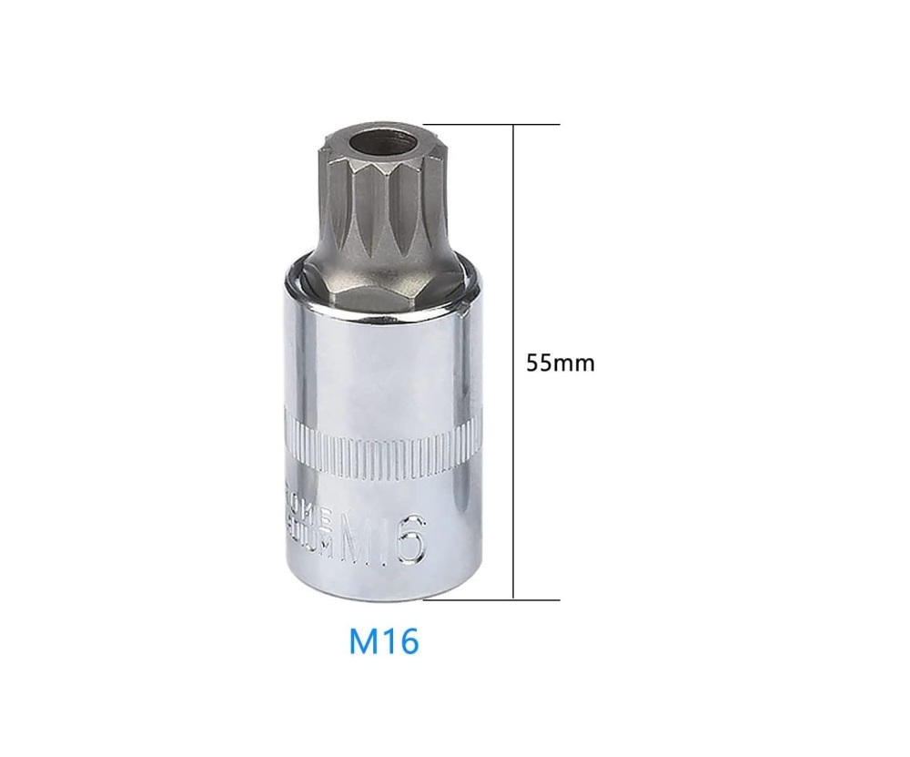 1/2" Dr. M16 Tamperproof Spline Socket Bit for Gearbox & Sump Plugs VW AUDI