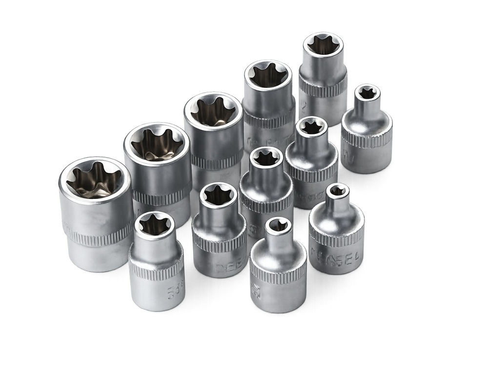 34pc Torx & E-Torx 3/8" Dr. Socket Bit-Star Bit & External Torx Socket Set