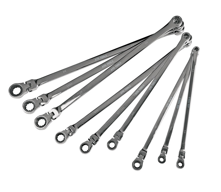 10–19mm 10pc Flexible Spline Ratcheting Ring Spanner Set Extra Long Aviation Wrench