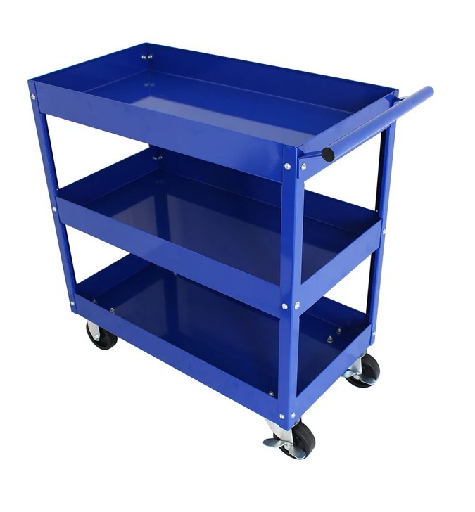 66*36*74cm 3-Shelf Tier Utility Cart Tool Trolley Garage Tool Storage