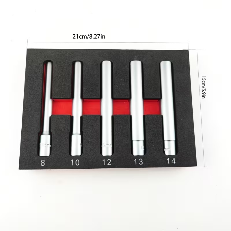 5pc 3/8" Dr. 6pt 120mm Long Extra Deep Socket Set 8-10-12-13-14mm