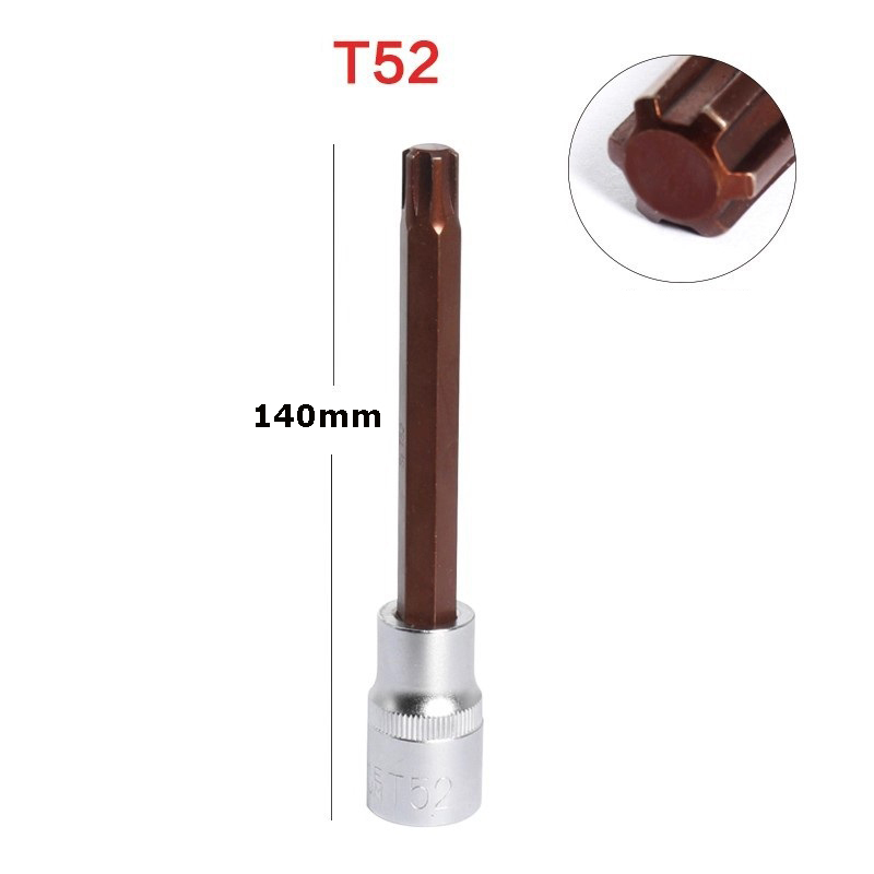 S2 Steel 140mmL 1/2" Dr. M10/T52 6PT Ribe Socket Bits for Audi A4/A6 VW Passat Head Bolt