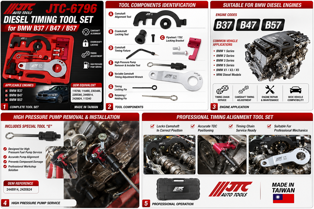 JTC-6796 Diesel Timing Tool Set for BMW B37 / B47 / B57