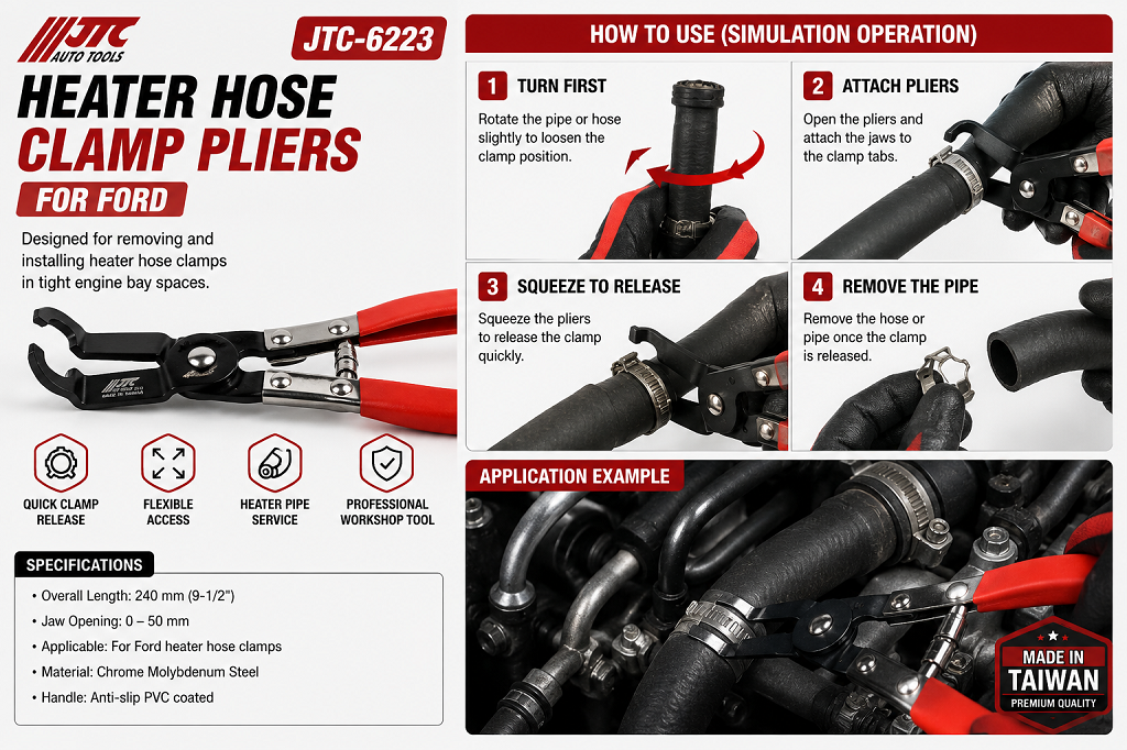 JTC-6223 Heater Pipe Hose Clamp Pliers for Ford