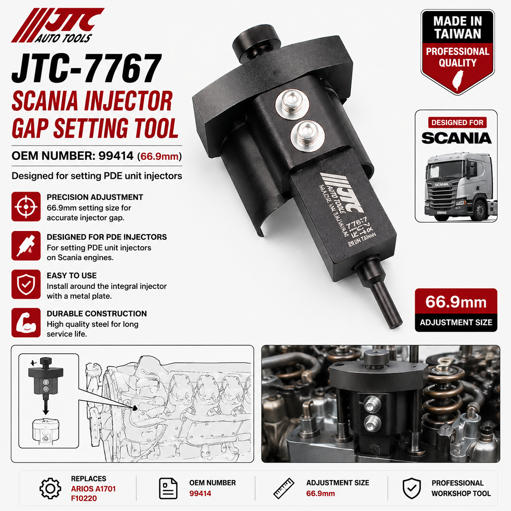 JTC-7767 Scania Injector Gap Setting Tool OEM Ref: 99414 | 66.9mm Injector Adjustment Tool