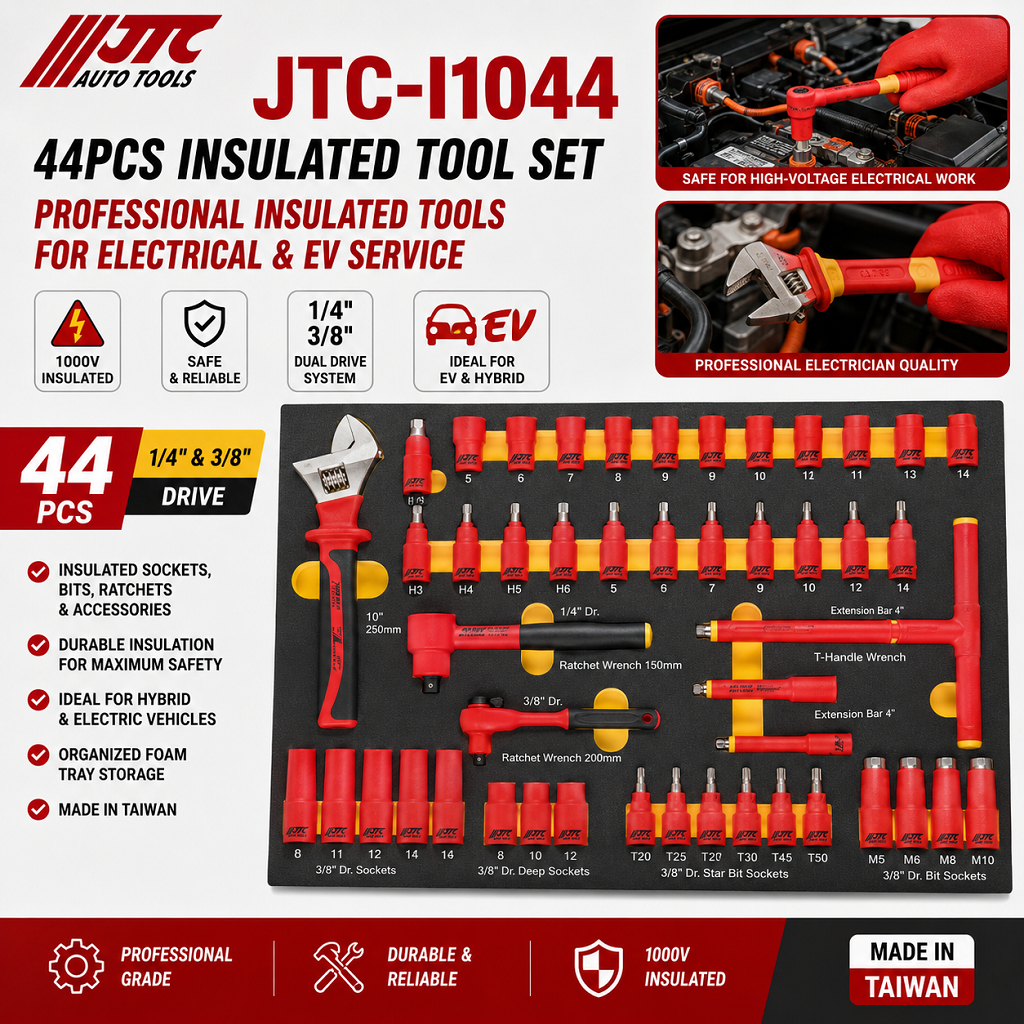JTC-I1044 44pc Insulated VDE Tool Set – Professional Electrician & EV Service Kit
