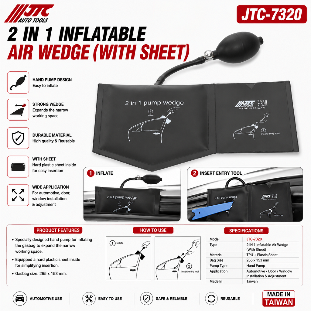 JTC-7320 2 IN 1 Inflatable Air Wedge (With Sheet)