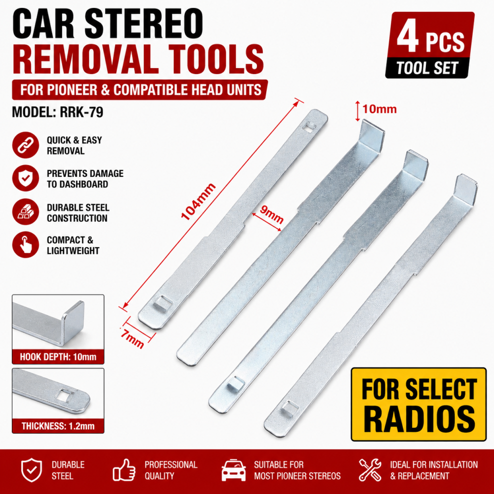 4pc Car Stereo Radio CD Removal Tool Keys Pair For Pioneer Head Unit Removal