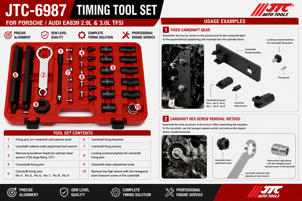 JTC-6987 Timing Tool Set – for Porsche / Audi EA839 2.9L & 3.0L TFSI