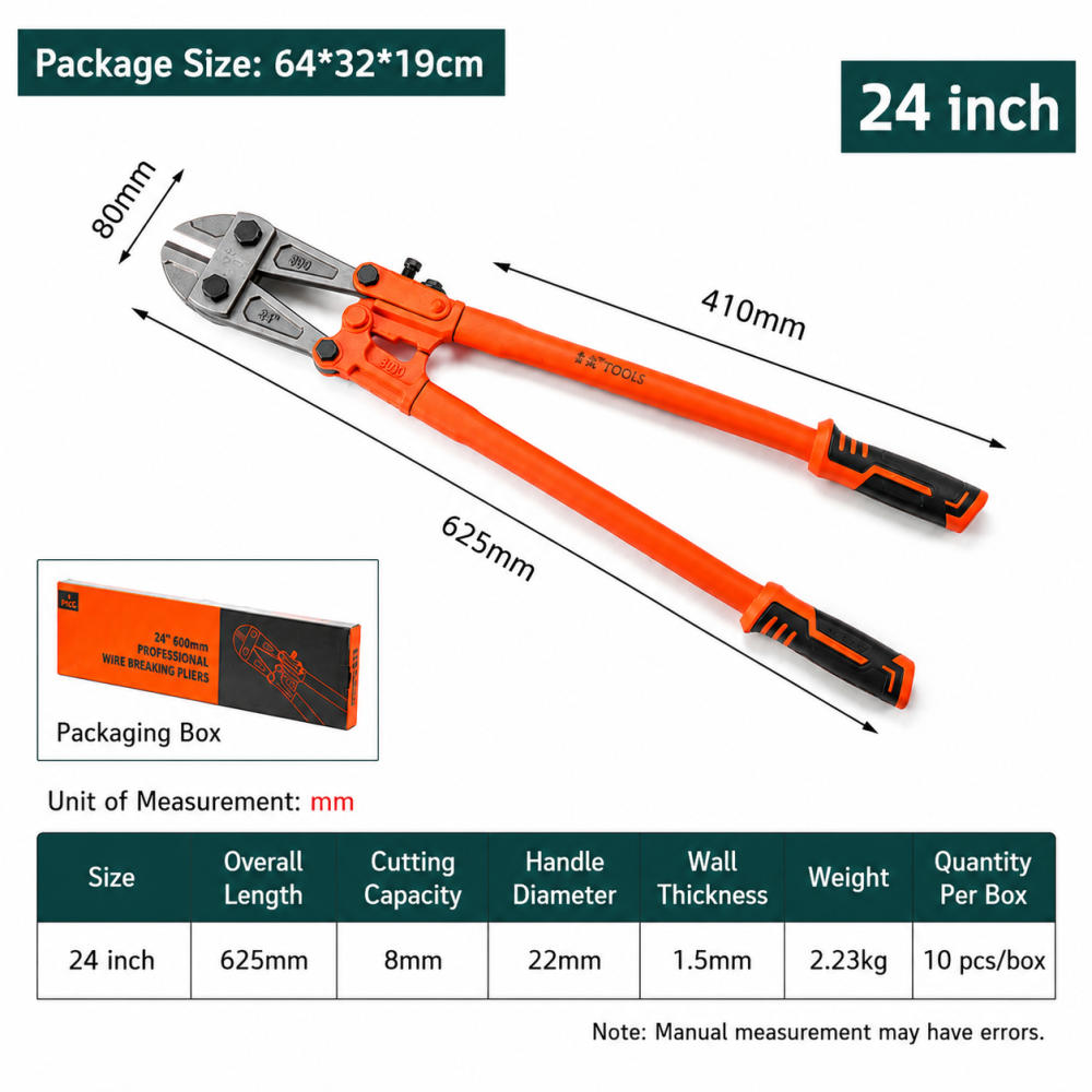 Industrial-Glade Cr-Mo Blade Bolt Cutter Wire Mesh Cut Option:18"/24"/36"/42"