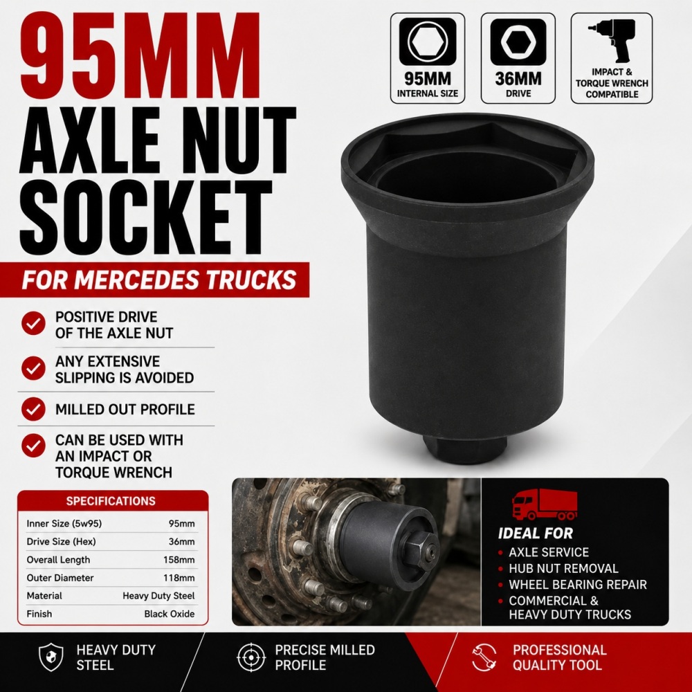 95mm Mercedes Axle Hub Nut Socket Wheel Bearing Service Tool 36mm Drive