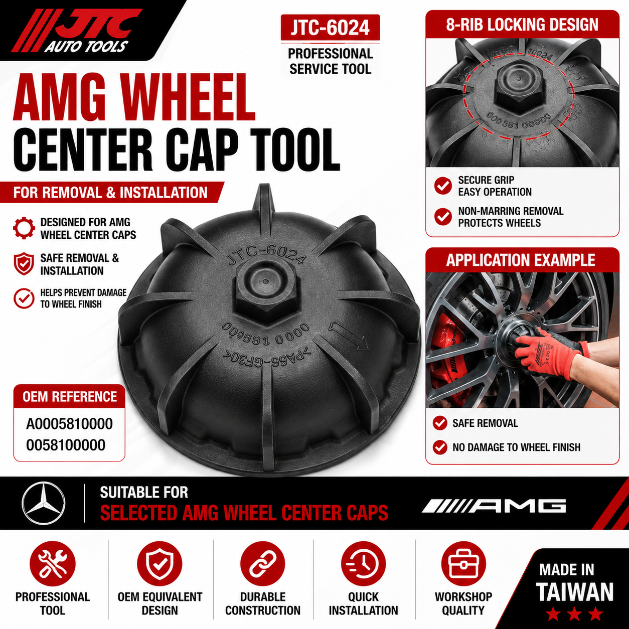 JTC-6024 19" AMG Wheel Center Cap Removal Installation Tool A0005810000