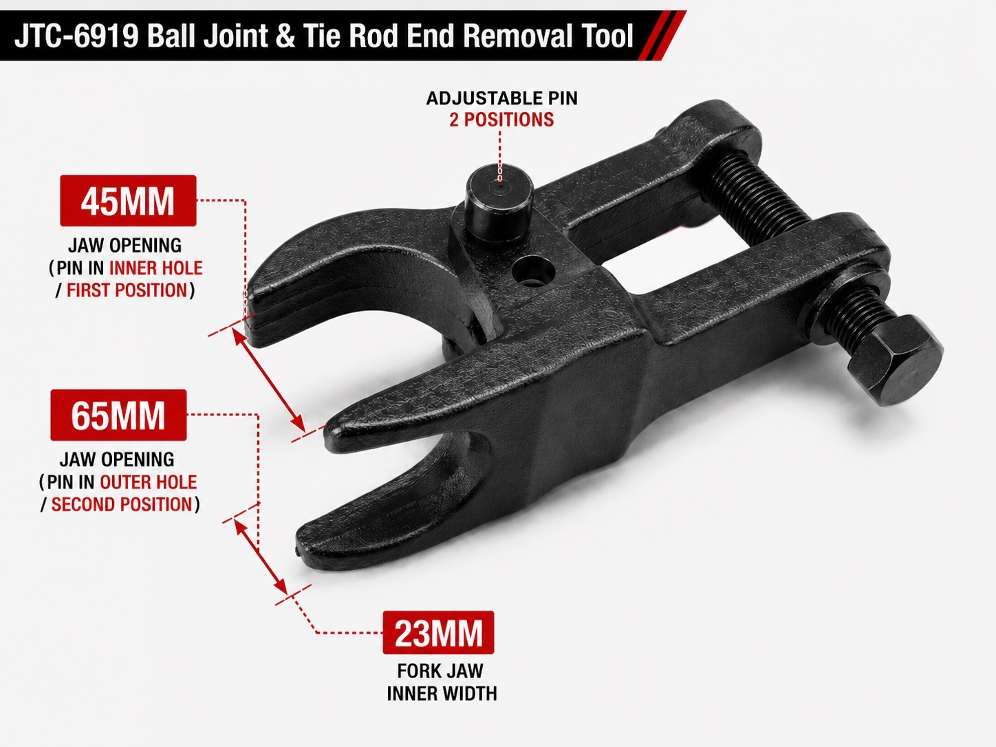 JTC-6919 Heavy Duty Ball Joint Separator Tie Rod End Puller 23mm Cr-Mo Steel