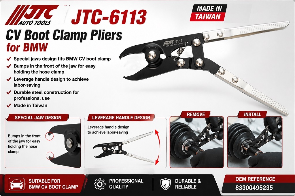 JTC-6113 CV Boot Clamp Pliers For BMW Ford CV Joint Boot Clamp Tool 83300495235