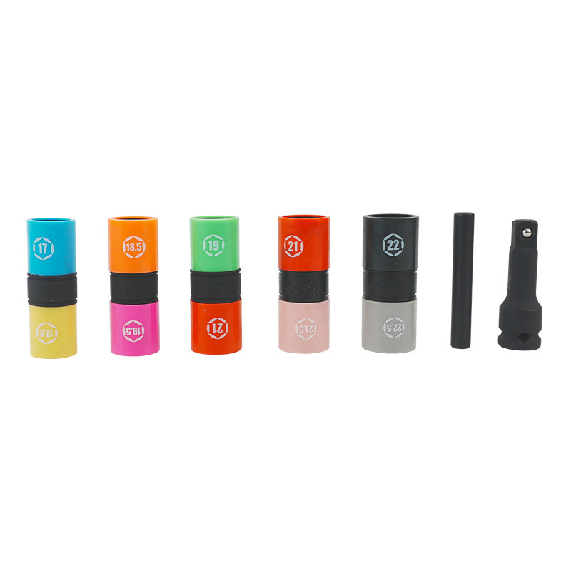 7pc Swollen Lug Nut Socket Set 17-22.5mm Half Size Wheel Nut Impact Socket Kit