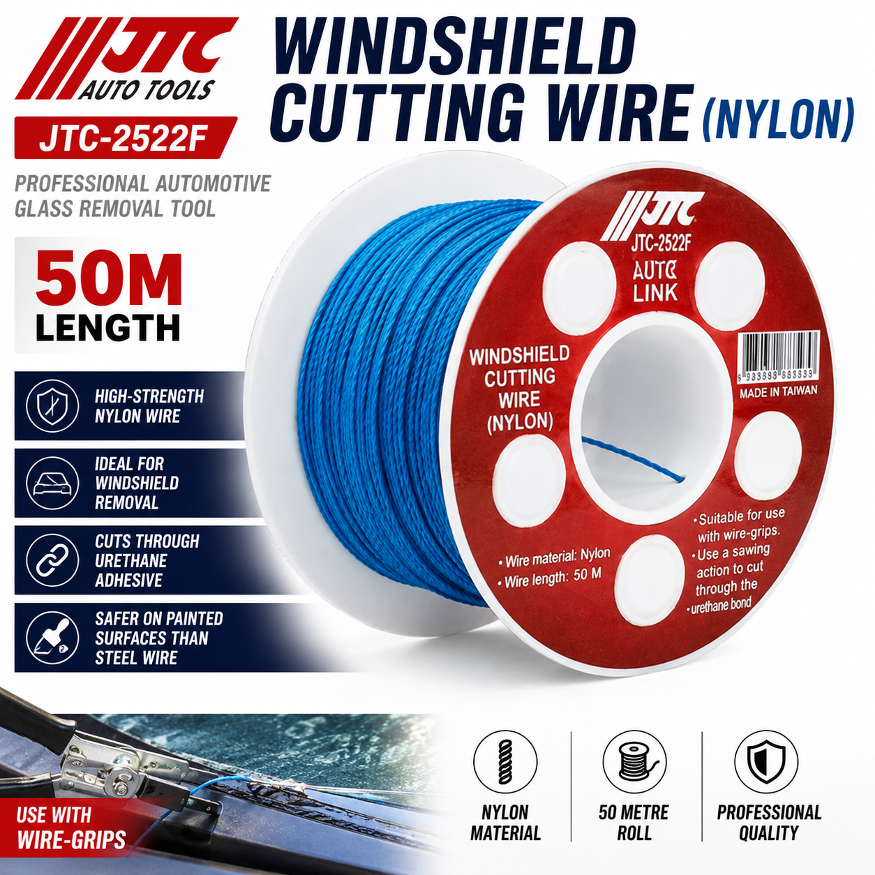 JTC-2522F Nylon Windscreen Cutting Wire 50M Windshield Removal Cord