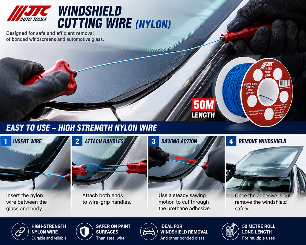 JTC-2522F Nylon Windscreen Cutting Wire 50M Windshield Removal Cord
